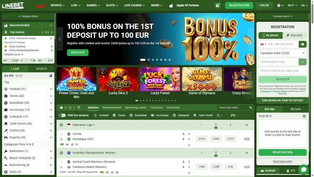 Página principal de Linebet Argentina